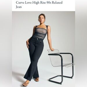 Abercrombie & Fitch Women's Black Curve Love Relaxed Fit Jeans | Short Length